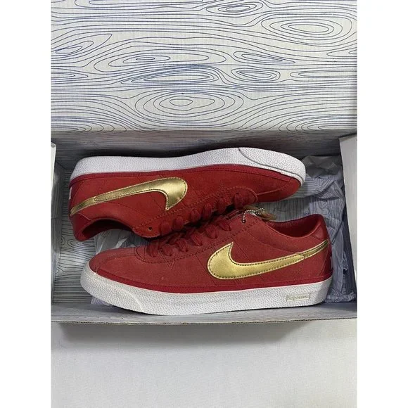 New Mens Size 6.5 Red Nike Zoom Bruin SB Supreme Skateboarding Shoes 363319 671 Supreme x Nike Zoom Bruin SB Varsity Red for Sale  main image 4